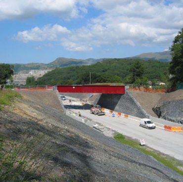 Bat bridge under construction on A487 Bat bridge under construction on A487