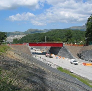 Bat bridge under construction on A487